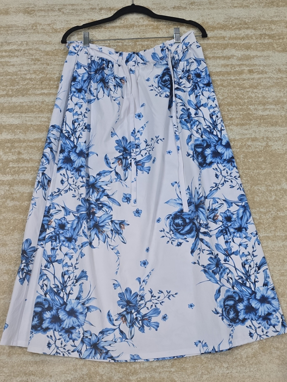 Philosophy White Maxi Skirt with Blue Floral Design